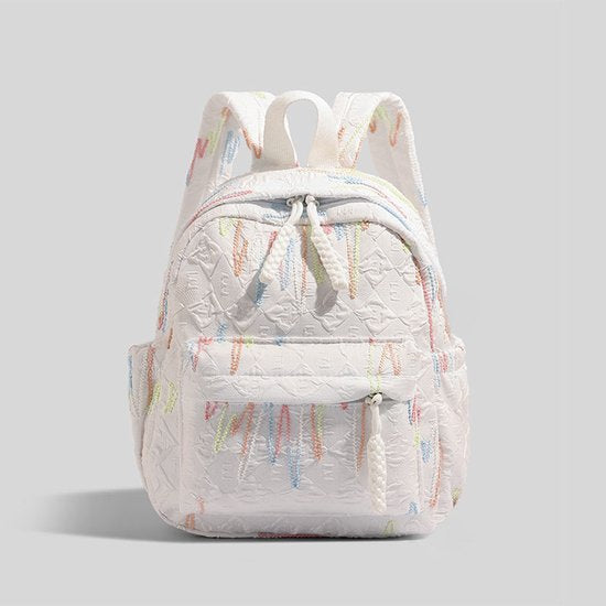 Backpack – Stylish and practical lightweight backpack – With two zippered compartments and adjustable shoulder strap – Fashionable design for girls, children and adults – White.