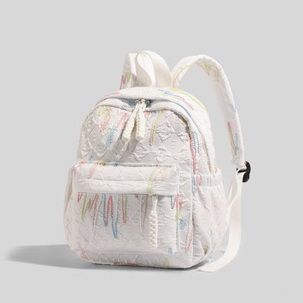 Backpack – Stylish and practical lightweight backpack – With two zippered compartments and adjustable shoulder strap – Fashionable design for girls, children and adults – White.