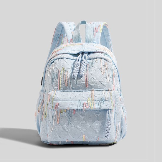 Backpack – Stylish and practical lightweight backpack – With two zippered compartments and adjustable shoulder strap – Fashionable design for girls, children and adults – Blue.