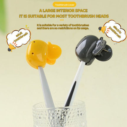 Set of 10 Toothbrush Holders - Portable Toothbrush Protectors - Clip-on Toothbrush Head Covers - Cute Duck Design.