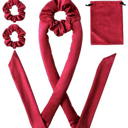 3-Piece Hair Rollers - Curling Iron for Women - Includes Storage Bag - Creates Long-Lasting Curls Without Heat (Red).