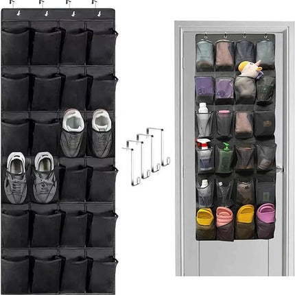 Shoe rack with 24 compartments - Made of sturdy and durable Oxford cloth - Can be hung on a door - Suitable for wardrobes with mesh walls - White.