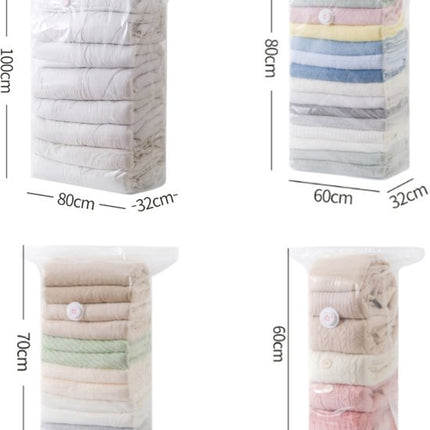 4-Piece Clothing Storage Bags - Compression Bags - Vacuum Bags for Sealing Blankets - Suitable for Travel Clothes - Reusable - Space-Saving - With Manual Press or Air Pump - Suitable for Clothes, Pillows, Duvets and Bed Linen.