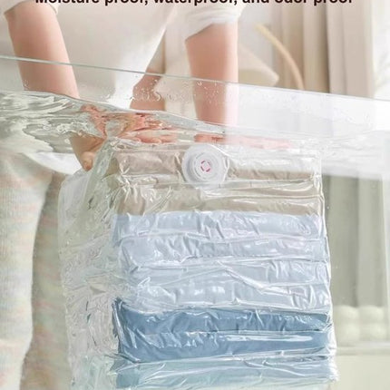 4-Piece Clothing Storage Bags - Compression Bags - Vacuum Bags for Sealing Blankets - Suitable for Travel Clothes - Reusable - Space-Saving - With Manual Press or Air Pump - Suitable for Clothes, Pillows, Duvets and Bed Linen.
