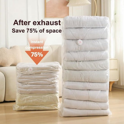 4-Piece Clothing Storage Bags - Compression Bags - Vacuum Bags for Sealing Blankets - Suitable for Travel Clothes - Reusable - Space-Saving - With Manual Press or Air Pump - Suitable for Clothes, Pillows, Duvets and Bed Linen.