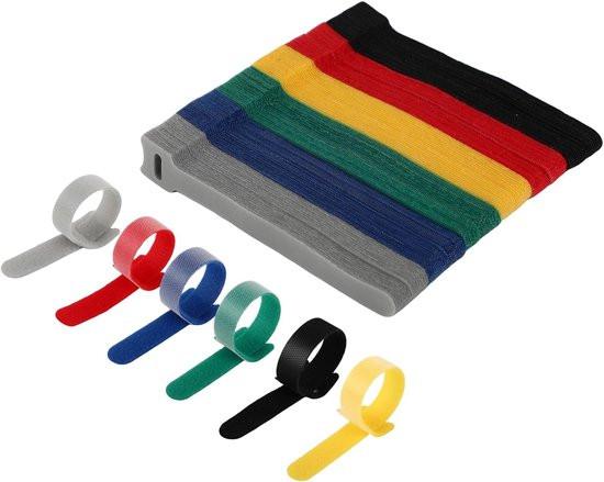 Cable Clips - 120 Pieces - Reusable Cable Ties - Cable Ties for Data Cable Management - Ideal for Cable Management in the Home, Office, Garden and More - Available in 6 Mixed Colors.