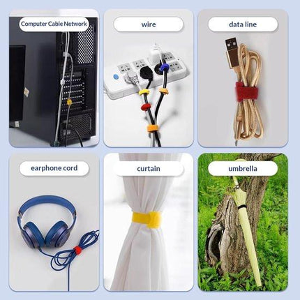 Cable Clips - 120 Pieces - Reusable Cable Ties - Cable Ties for Data Cable Management - Ideal for Cable Management in the Home, Office, Garden and More - Available in 6 Mixed Colors.