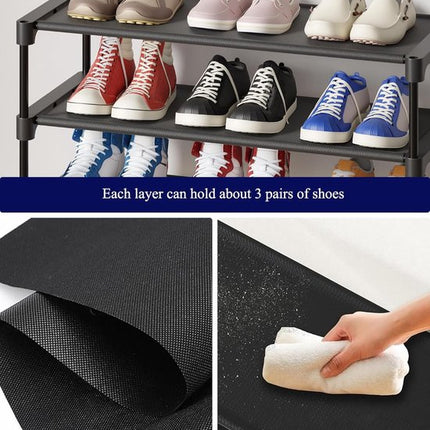 Shoe Rack - 3-Tier Storage Rack - Stackable - 27.5 Inch Wide - Black.