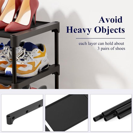 Shoe Rack - 3-Tier Storage Rack - Stackable - 27.5 Inch Wide - Black.