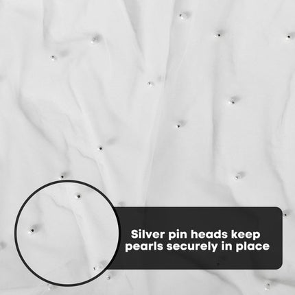 White Table Veil with White Pearls - Silky Gauze 30x120 Inches - For Weddings, Parties & Table Decorations.