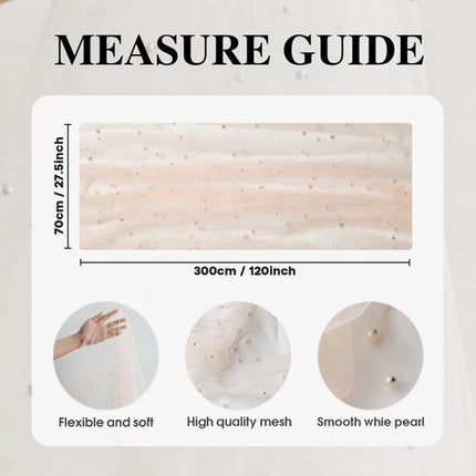Pink Table Veil with White Pearls - Silky Gauze 30x120 Inches - For Weddings, Parties & Table Decorations.