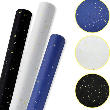 3 Rolls of Birthday Wrapping Paper - 43cm x 3m Per Roll - Blue, White & Black - Large Roll of Recyclable Paper.