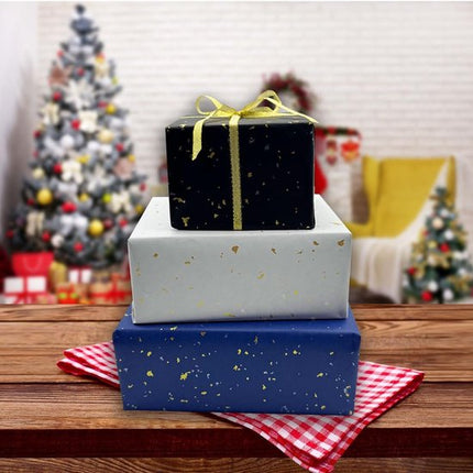 3 Rolls of Birthday Wrapping Paper - 43cm x 3m Per Roll - Blue, White & Black - Large Roll of Recyclable Paper.