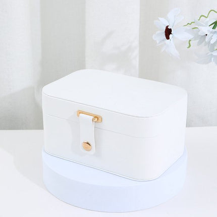 Travel Jewelry Case - 2 Layers with Velvet & Detachable Compartments - For Necklaces, Earrings & Bracelets - White.