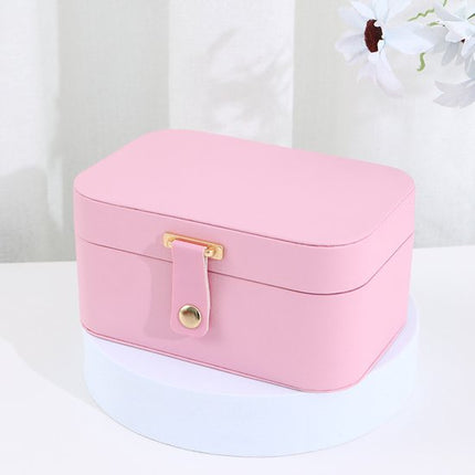 Travel Jewelry Case - 2 Layers with Velvet & Detachable Compartments - For Necklaces, Earrings & Bracelets - Pink.