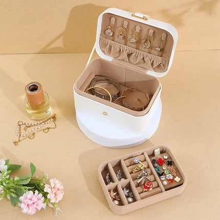 Travel Jewelry Case - 2 Layers with Velvet & Detachable Compartments - For Necklaces, Earrings & Bracelets - Black.