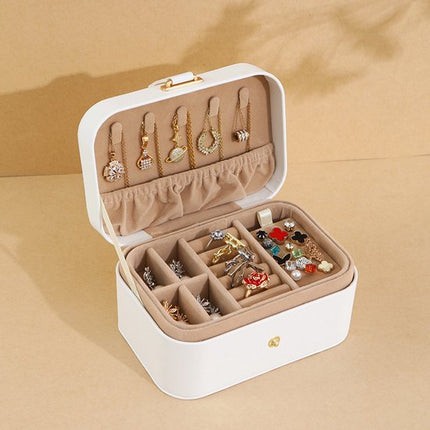 Travel Jewelry Case - 2 Layers with Velvet & Detachable Compartments - For Necklaces, Earrings & Bracelets - Black.