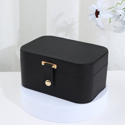 Travel Jewelry Case - 2 Layers with Velvet & Detachable Compartments - For Necklaces, Earrings & Bracelets - Black.