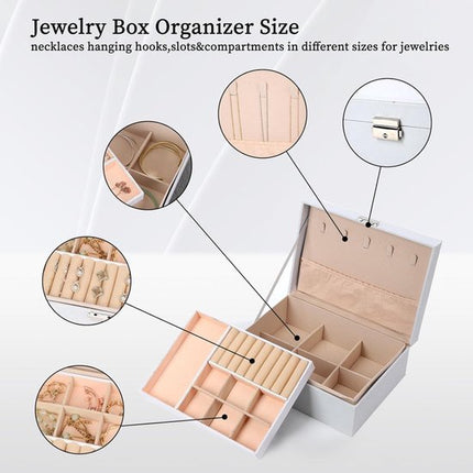 2-Tier Jewelry Box - With Removable Drawer & Lock - Large Storage Capacity for All Jewelry - Black.