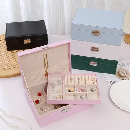 2-Tier Jewelry Box - With Removable Drawer & Lock - Large Storage Capacity for All Jewelry - Black.
