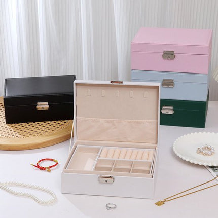 2-Tier Jewelry Box - With Removable Drawer & Lock - Large Storage Capacity for All Jewelry - Black.