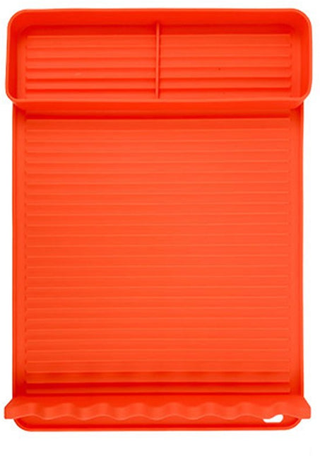 Silicone BBQ Grill Mat - 8-Slot Mat with Drip Tray - Heat-Resistant and Dishwasher-Safe - 40x27 cm - Orange.