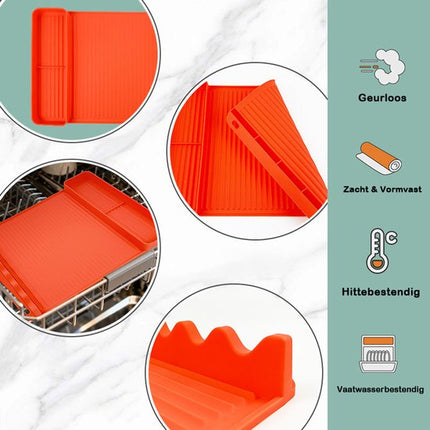 Silicone BBQ Grill Mat - 8-Slot Mat with Drip Tray - Heat-Resistant and Dishwasher-Safe - 40x27 cm - Black.