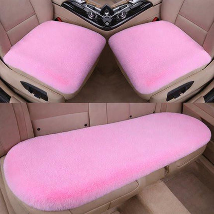 Plush Car Seat Cover - Soft, Warm and Fluffy Faux Rabbit Fur Seat Covers - Front & Back Seat Protectors - Non-Slip Mat - Universal (Pink, 3-Pack).