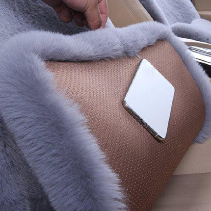 Plush Car Seat Cover - Soft, Warm and Fluffy Faux Rabbit Fur Seat Covers - Front and Back Seat Protectors - Non-Slip Mat - Universal (Gray, 3-Pack).