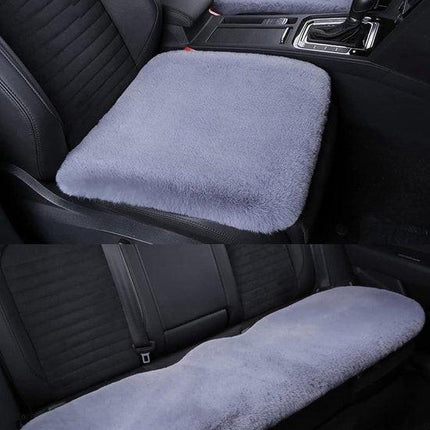 Plush Car Seat Cover - Soft, Warm and Fluffy Faux Rabbit Fur Seat Covers - Front and Back Seat Protectors - Non-Slip Mat - Universal (White, 3-Pack).