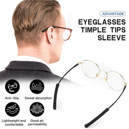 Ear cushions for glasses - Ear hooks for glasses - Soft knitted cotton - Temple protectors - Temple cushions - Anti-slip (2 pairs black).