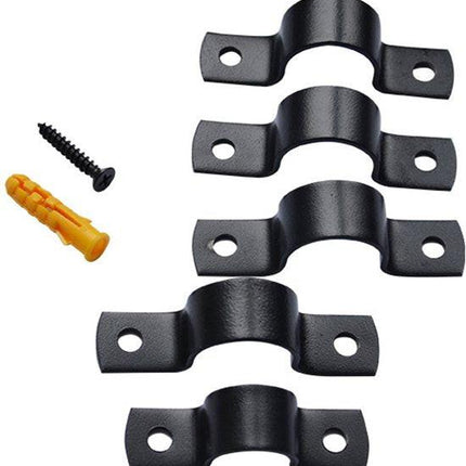 Black U-Clamp - Metal Pipe Clamp - Double Hole Pipe Clamp DIY - U-Shaped Bracket (6 Pcs) (1/2 Inch).
