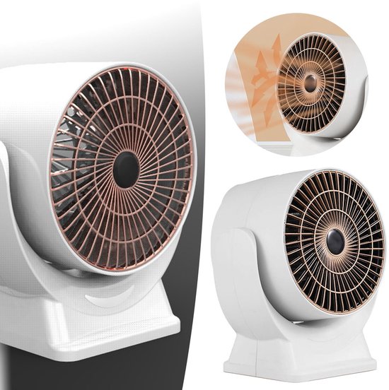 Portable camping heater - Energy efficient - Fast hot air heating for home - Office - Home - Small table heater - White.