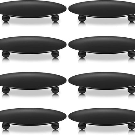 Candle Holders - Metal Pillar Candle Holders - 4.5 Inches - For Pillar Candles - Weddings - Dinner Party Decorations (Black, Pack of 8).