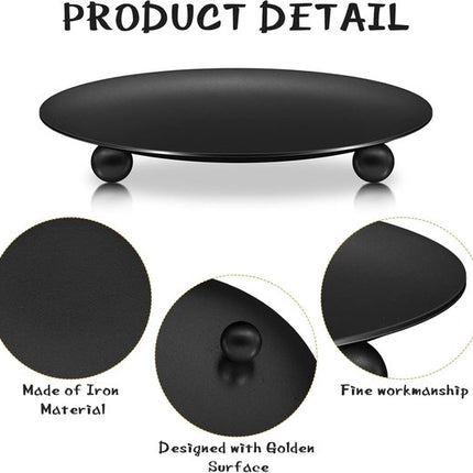 Candle Holders - Metal Pillar Candle Holders - 4.5 Inches - For Pillar Candles - Weddings - Dinner Party Decorations (Black, Pack of 8).