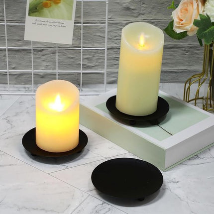 Candle Holders - Metal Pillar Candle Holders - 4.5 Inches - For Pillar Candles - Weddings - Dinner Party Decorations (Black, Pack of 8).