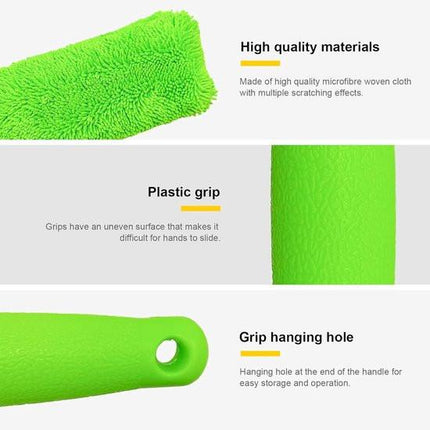 Brushes - Set of 2 soft microfiber metal-free car rim and wheel brushes - Scratch-free tire brushes - for cleaning wheels - Universal accessory for washing car tires (orange and green).