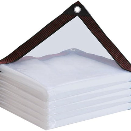 Waterproof Tarpaulin - Transparent - Durable tarpaulin with 10x10 eyelets, Large (Small) transparent tarpaulin for outdoor use - Suitable for camping/patio/fencing, chicken coop, garden plants, tear-resistant tarpaulin.