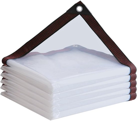 Waterproof Tarpaulin - Transparent - Durable tarpaulin with 10x10 eyelets, Large (Small) transparent tarpaulin for outdoor use - Suitable for camping/patio/fencing, chicken coop, garden plants, tear-resistant tarpaulin.