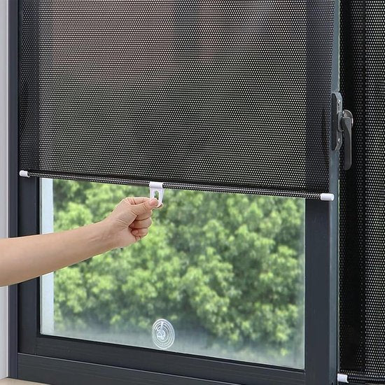 No-Drill Roller Blinds with 3 Suction Cups - Blackout Curtains, Temporary Cover-Up Curtains for Home, Bedroom and Car (Black, 45*124cm).