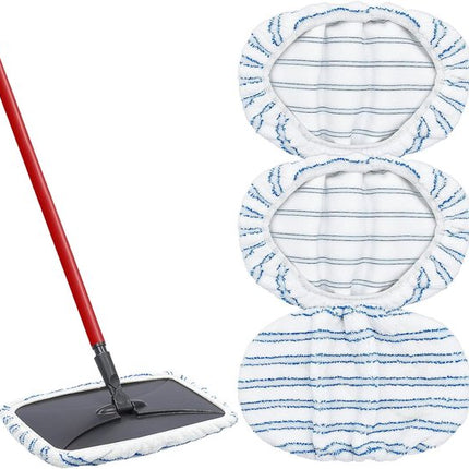 Mop Pads - 3-pack mop refills - 15 x 8 inch flat dust mop head pads.