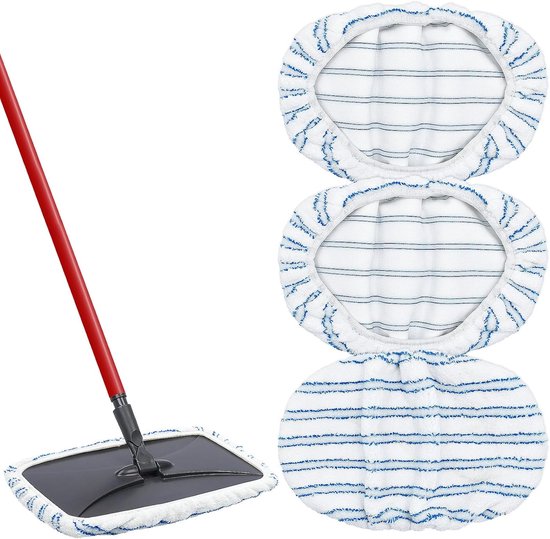 Mop Pads - 3-pack mop refills - 15 x 8 inch flat dust mop head pads.