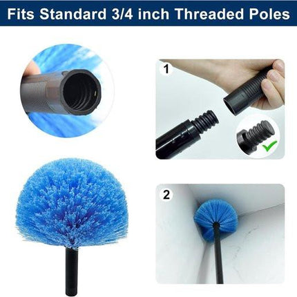 Dust brush head - 8" diameter blue screw head for spider web vacuum cleaners.