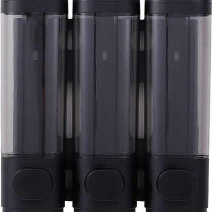 3 Wall-Mounted Soap Dispensers, No Drilling Required - Drip-Proof, Suitable for Gel, Shampoo, and Lotion - Black.