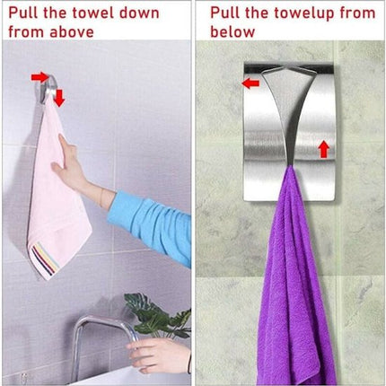 Self-adhesive towel holder - Stainless steel dishcloth holder - Metal wall-mounted dishcloth holder - Silver towel hook - Dishcloth hook 3-pack.