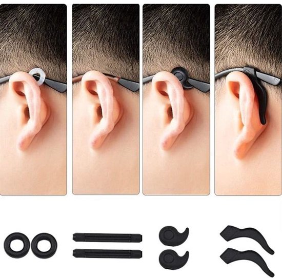 Anti-slip ear cushions for glasses - Frames - Anti-fall ear cushions - Ear hook connectors - 24 pairs.