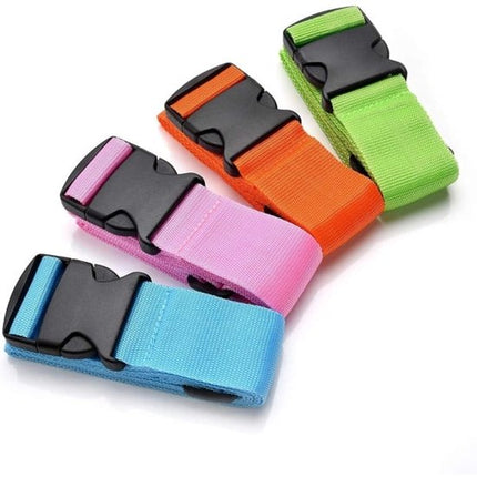 Luggage straps 4-pack - durable and colorful (green, blue, pink, orange).