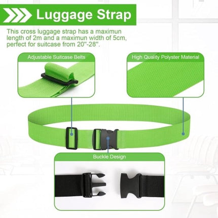 Luggage straps 4-pack - durable and colorful (green, blue, pink, orange).