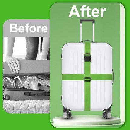 Luggage straps 4-pack - durable and colorful (green, blue, pink, orange).