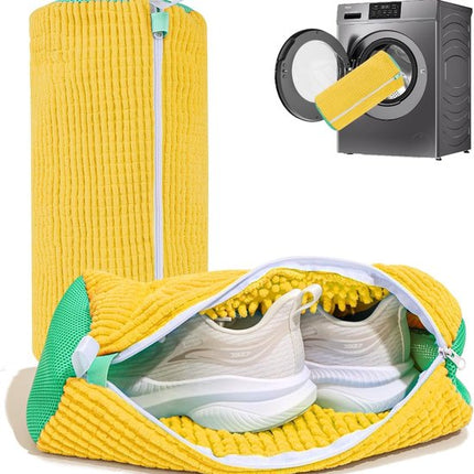Shoe Wash Bags - 2-Pack - Reusable Shoe Cleaning Bags - Yellow.